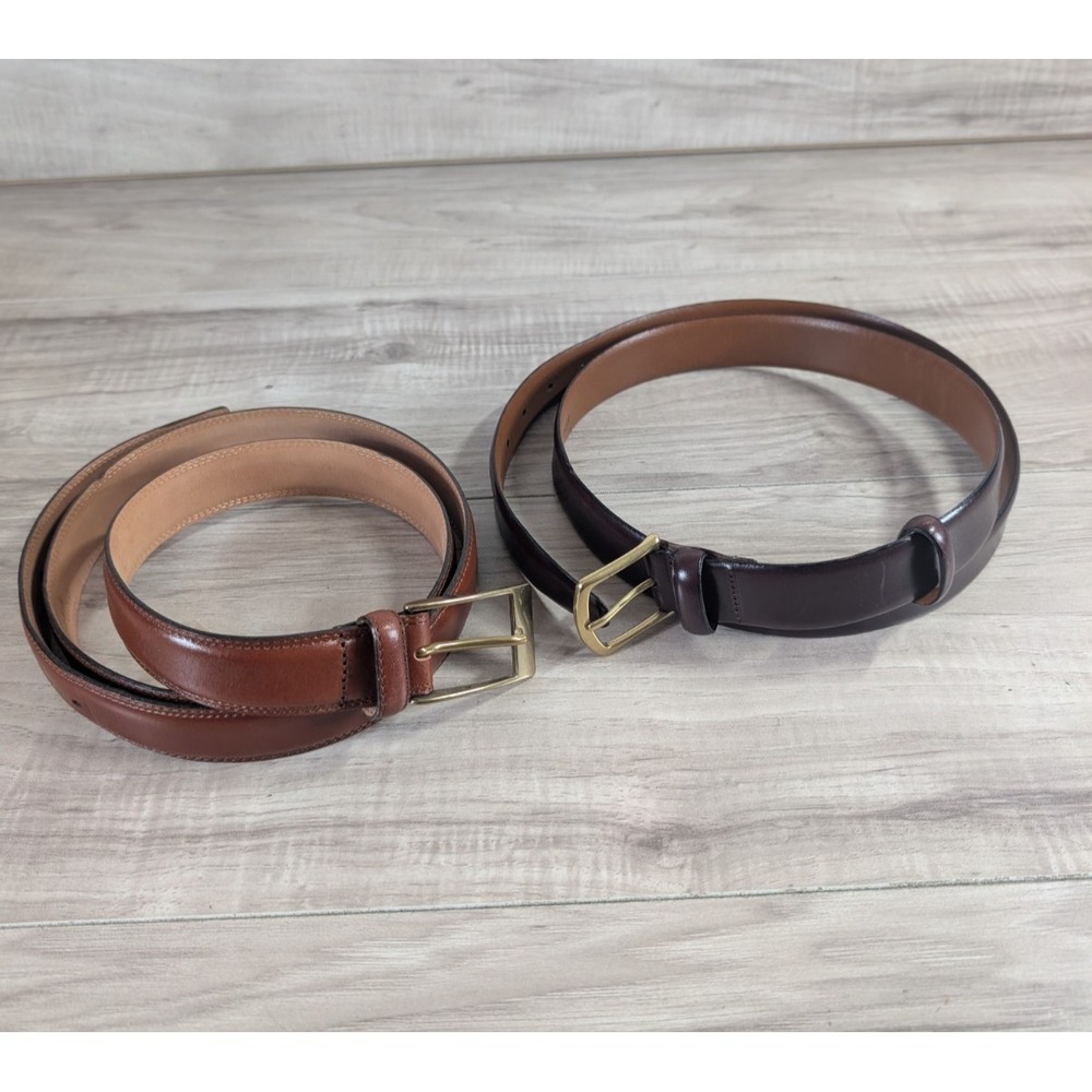 2 Men's Wearhouse Belt SZ 44/110 Brown Full Grain Italian Leather